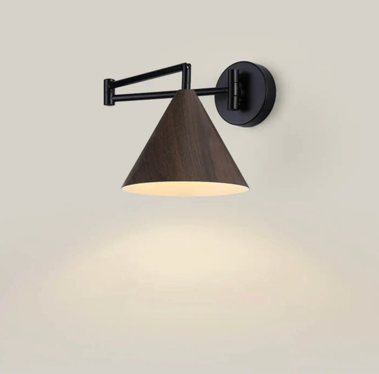 Wooden Wall Lamp with Iron Elements | Minimalist Nordic Style | Adjustable Dual Arm for Ambient Bedroom and Living Room Lighting