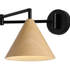 Wooden Wall Lamp with Iron Elements | Minimalist Nordic Style | Adjustable Dual Arm for Ambient Bedroom and Living Room Lighting