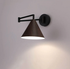 Wooden Wall Lamp with Iron Elements | Minimalist Nordic Style | Adjustable Dual Arm for Ambient Bedroom and Living Room Lighting