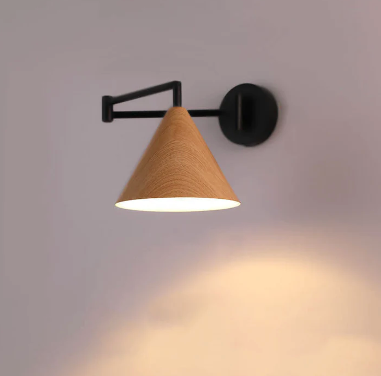 Wooden Wall Lamp with Iron Elements | Minimalist Nordic Style | Adjustable Dual Arm for Ambient Bedroom and Living Room Lighting