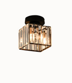 Crystal Flush Mount Ceiling Light Iron and Crystal Glass | Hardwired E27 Base | Functional Ambient Lighting for Hallways