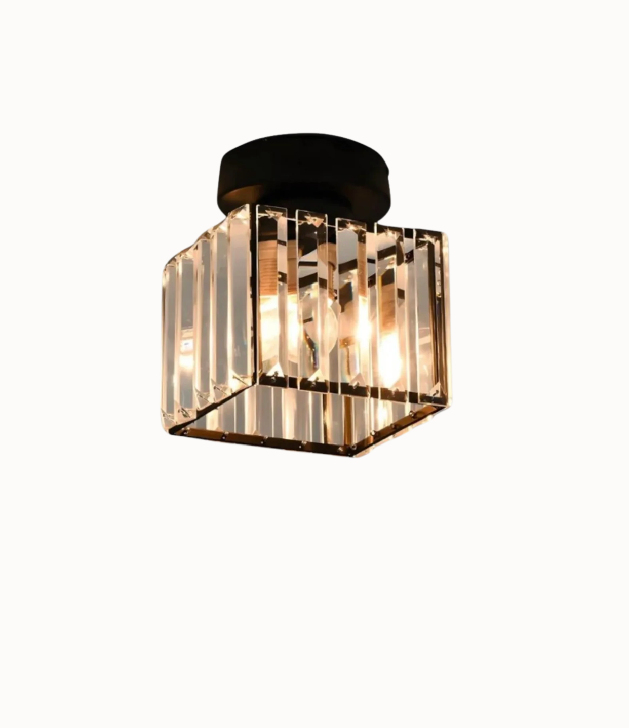 Crystal Flush Mount Ceiling Light Iron and Crystal Glass | Hardwired E27 Base | Functional Ambient Lighting for Hallways