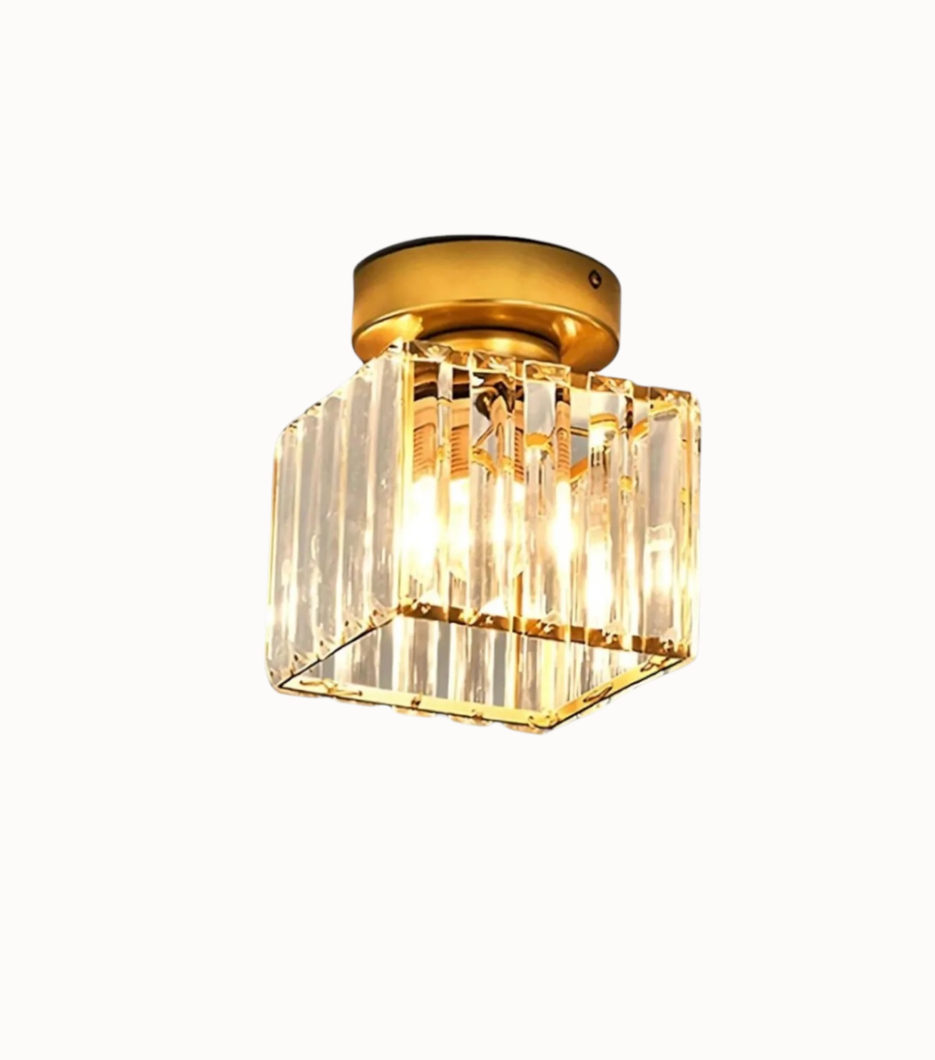 Crystal Flush Mount Ceiling Light Iron and Crystal Glass | Hardwired E27 Base | Functional Ambient Lighting for Hallways