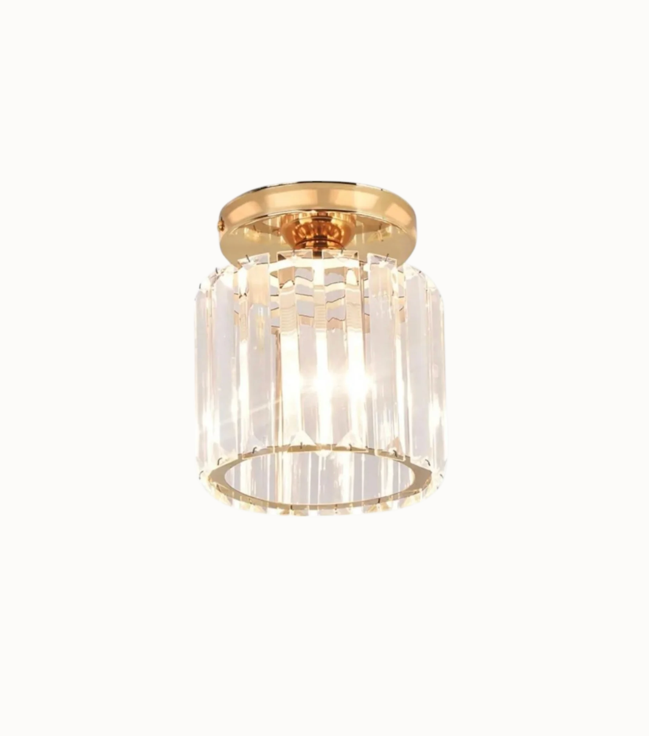 Crystal Flush Mount Ceiling Light Iron and Crystal Glass | Hardwired E27 Base | Functional Ambient Lighting for Hallways