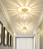 Crystal Flush Mount Ceiling Light Iron and Crystal Glass | Hardwired E27 Base | Functional Ambient Lighting for Hallways
