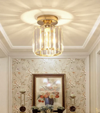 Crystal Flush Mount Ceiling Light Iron and Crystal Glass | Hardwired E27 Base | Functional Ambient Lighting for Hallways