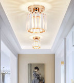 Crystal Flush Mount Ceiling Light Iron and Crystal Glass | Hardwired E27 Base | Functional Ambient Lighting for Hallways