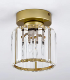 Crystal Flush Mount Ceiling Light Iron and Crystal Glass | Hardwired E27 Base | Functional Ambient Lighting for Hallways