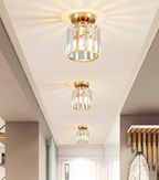Crystal Flush Mount Ceiling Light Iron and Crystal Glass | Hardwired E27 Base | Functional Ambient Lighting for Hallways