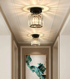 Crystal Flush Mount Ceiling Light Iron and Crystal Glass | Hardwired E27 Base | Functional Ambient Lighting for Hallways