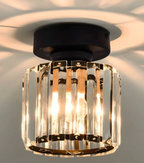 Crystal Flush Mount Ceiling Light Iron and Crystal Glass | Hardwired E27 Base | Functional Ambient Lighting for Hallways