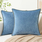 Chenille Throw Pillow Cover Stitched Edge Cushion Case
