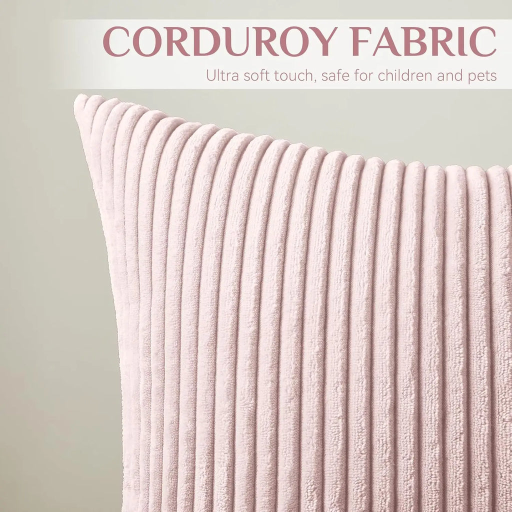 Corduroy Striped Throw Pillow Textured Decorative Cushion Cover