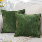 Chenille Throw Pillow Cover Stitched Edge Cushion Case