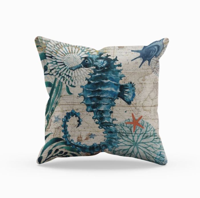 Decorative Cushion with Sea Life Motif