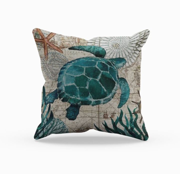 Decorative Cushion with Sea Life Motif