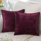 Chenille Throw Pillow Cover Stitched Edge Cushion Case