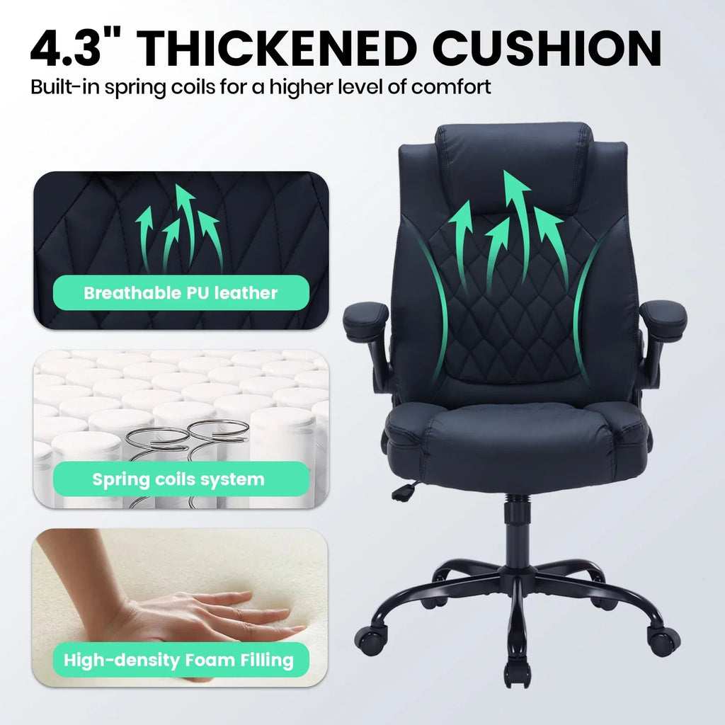 Ergonomic Executive Office Chair Padded Leather Desk Chair