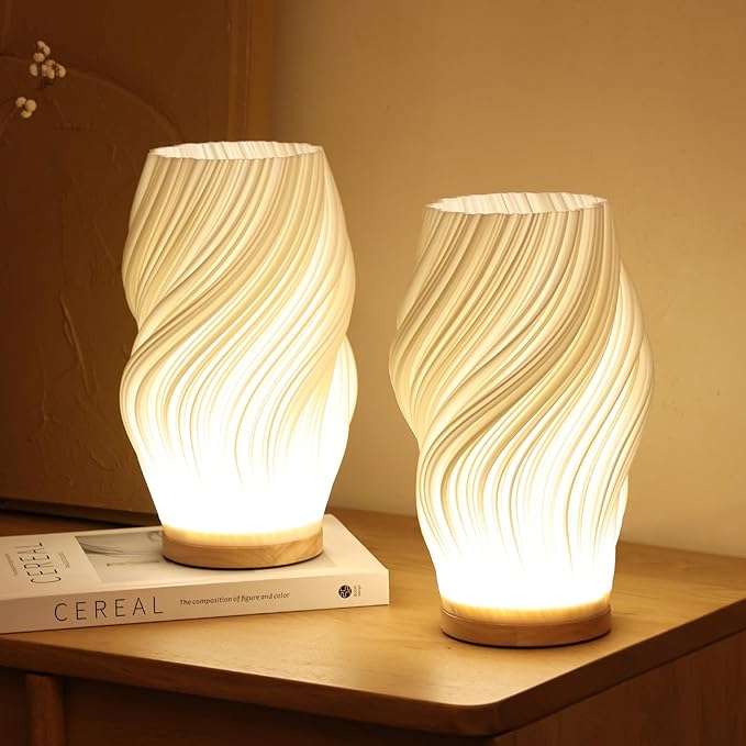 Modern Wavy Table Lamp Sculptural Ambient Light Contemporary Bedside Accent Lamp