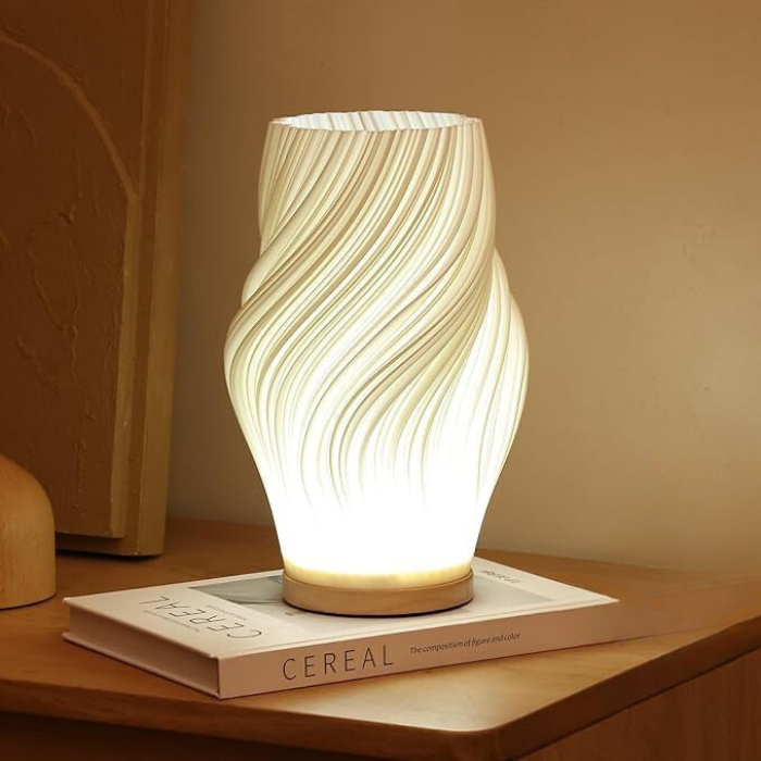 Modern Wavy Table Lamp Sculptural Ambient Light Contemporary Bedside Accent Lamp