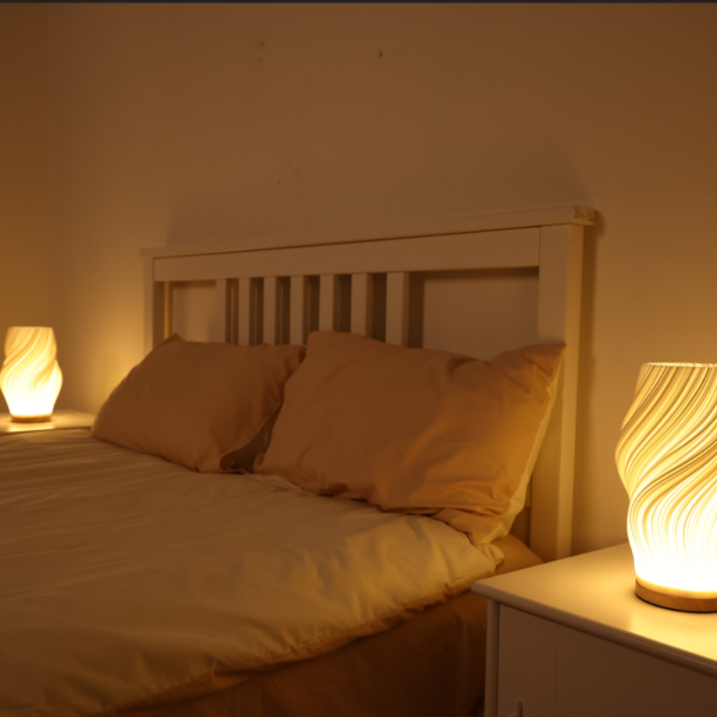 Modern Wavy Table Lamp Sculptural Ambient Light Contemporary Bedside Accent Lamp