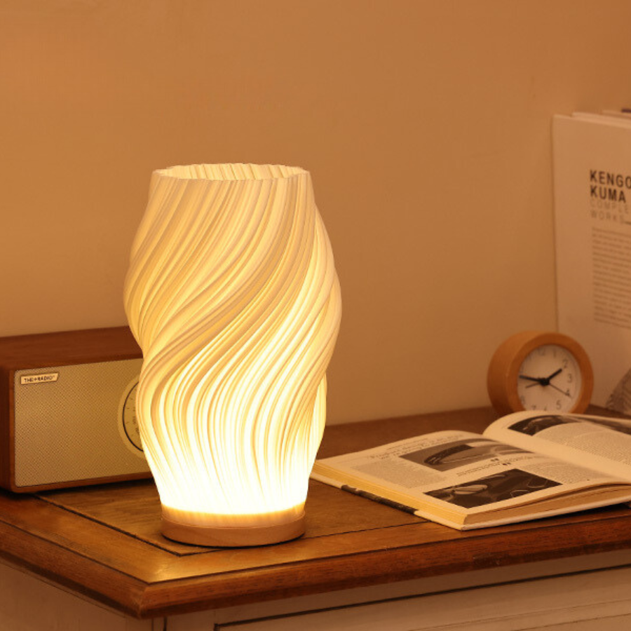 Modern Wavy Table Lamp Sculptural Ambient Light Contemporary Bedside Accent Lamp