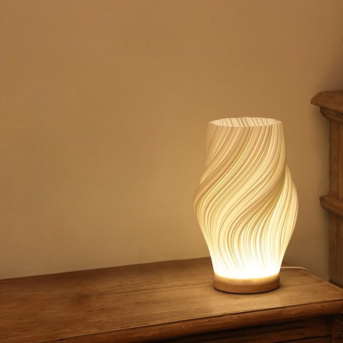Modern Wavy Table Lamp Sculptural Ambient Light Contemporary Bedside Accent Lamp