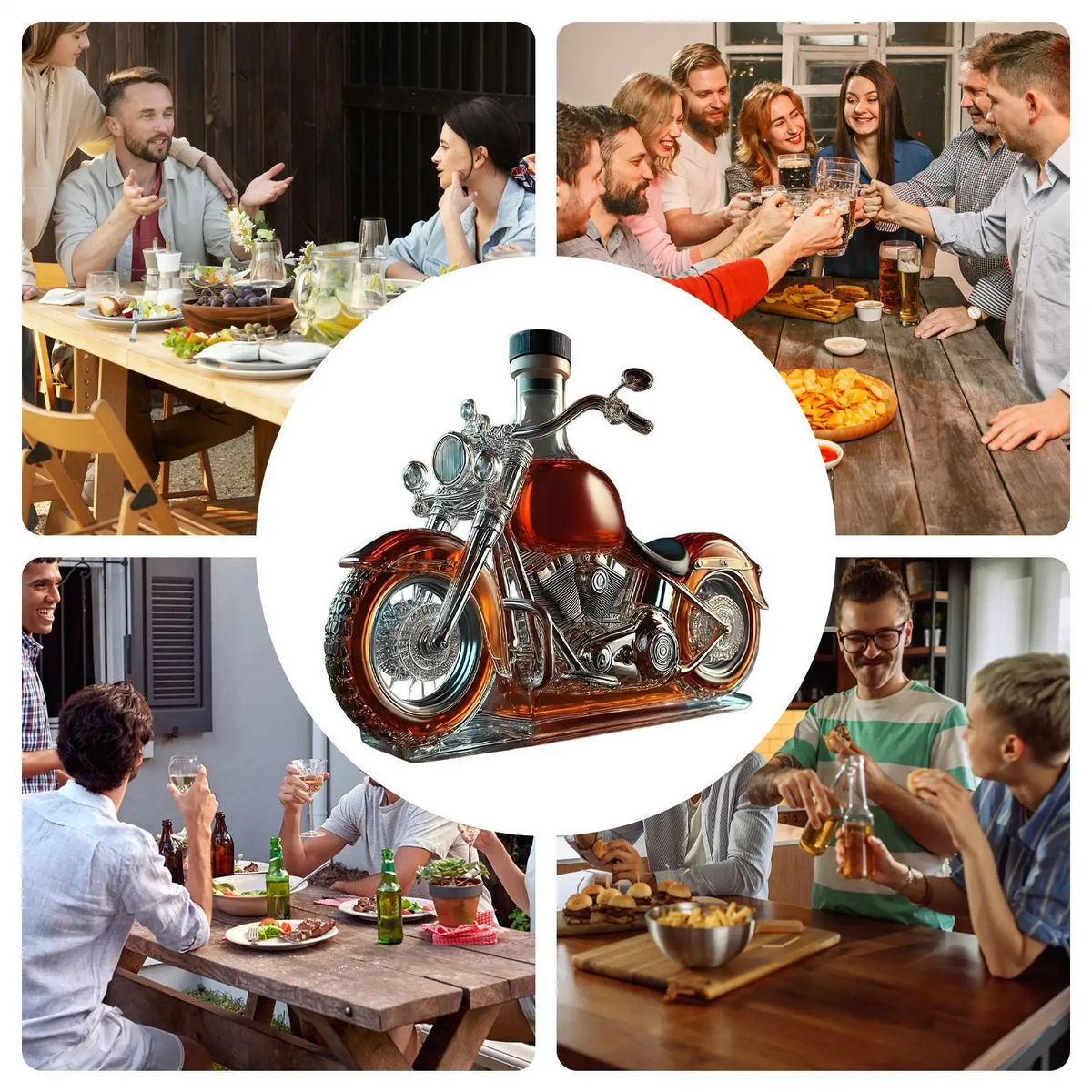 Whiskey Decanter Glass Motorcycle Shape | Motorbike Themed Bar Centerpiece | Spirit Storage and Conversation Starter