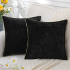Chenille Throw Pillow Cover Stitched Edge Cushion Case