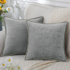 Chenille Throw Pillow Cover Stitched Edge Cushion Case