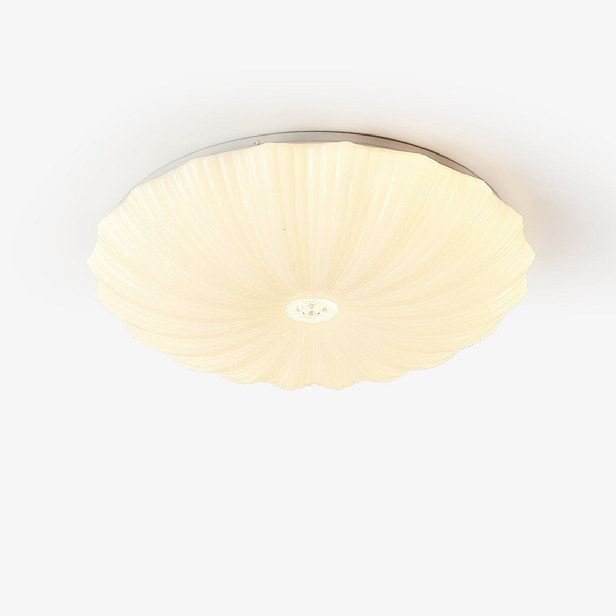 Round Flush Mount Ceiling Light Metal and Acrylic | Nordic Shell Art Design | Integrated LED Lighting for Indoor Use