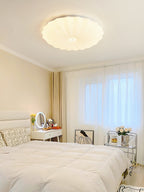 Round Flush Mount Ceiling Light Metal and Acrylic | Nordic Shell Art Design | Integrated LED Lighting for Indoor Use