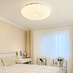 Round Flush Mount Ceiling Light Metal and Acrylic | Nordic Shell Art Design | Integrated LED Lighting for Indoor Use