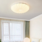 Round Flush Mount Ceiling Light Metal and Acrylic | Nordic Shell Art Design | Integrated LED Lighting for Indoor Use