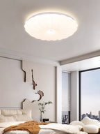 Round Flush Mount Ceiling Light Metal and Acrylic | Nordic Shell Art Design | Integrated LED Lighting for Indoor Use