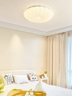 Round Flush Mount Ceiling Light Metal and Acrylic | Nordic Shell Art Design | Integrated LED Lighting for Indoor Use