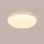 Round Flush Mount Ceiling Light Metal and Acrylic | Nordic Shell Art Design | Integrated LED Lighting for Indoor Use