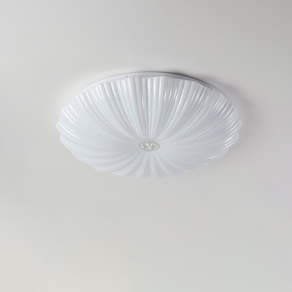 Round Flush Mount Ceiling Light Metal and Acrylic | Nordic Shell Art Design | Integrated LED Lighting for Indoor Use