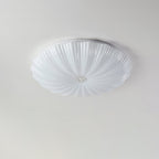 Round Flush Mount Ceiling Light Metal and Acrylic | Nordic Shell Art Design | Integrated LED Lighting for Indoor Use