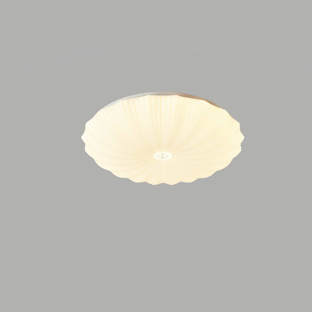 Round Flush Mount Ceiling Light Metal and Acrylic | Nordic Shell Art Design | Integrated LED Lighting for Indoor Use