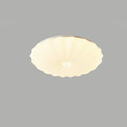 Round Flush Mount Ceiling Light Metal and Acrylic | Nordic Shell Art Design | Integrated LED Lighting for Indoor Use
