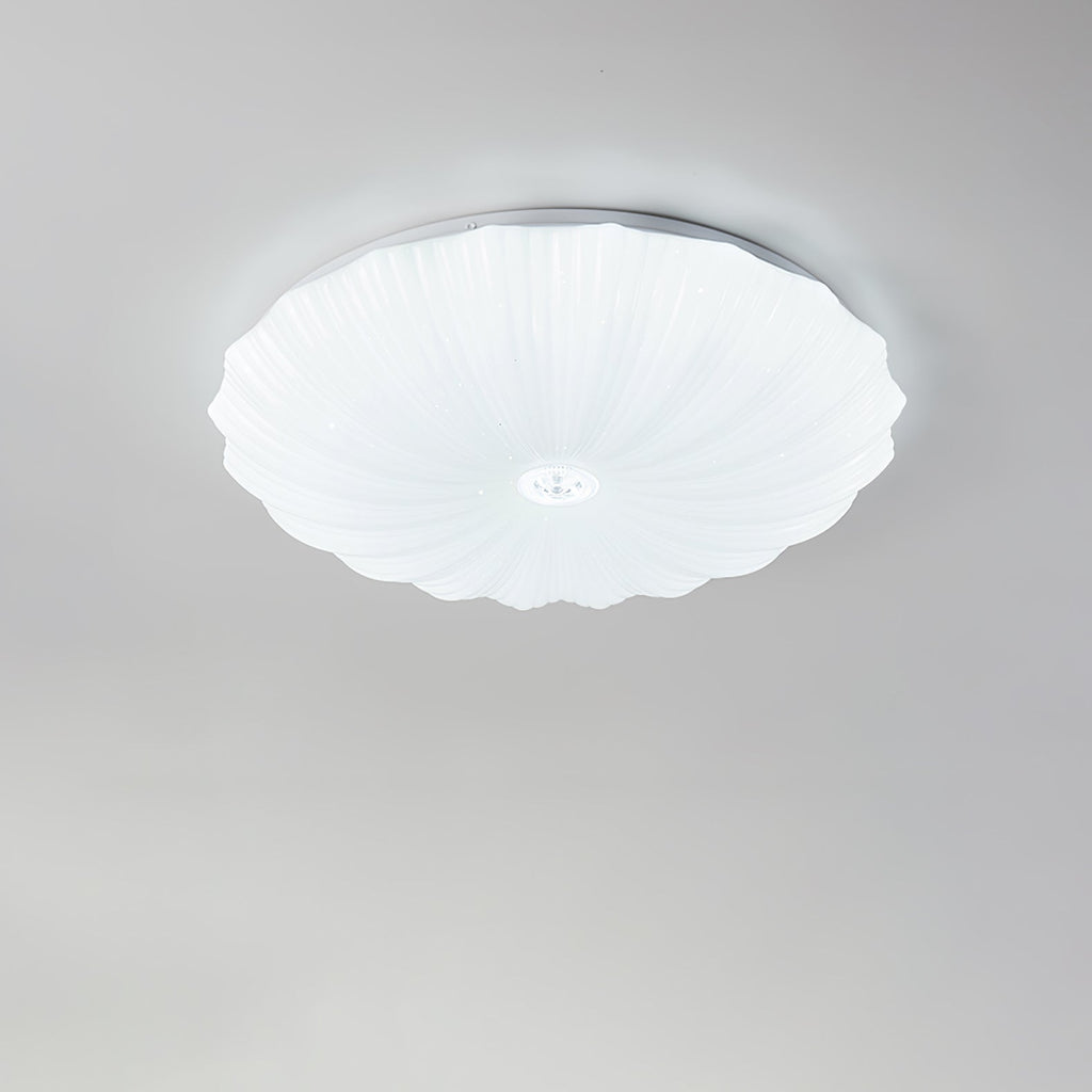Round Flush Mount Ceiling Light Metal and Acrylic | Nordic Shell Art Design | Integrated LED Lighting for Indoor Use