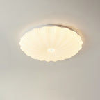 Round Flush Mount Ceiling Light Metal and Acrylic | Nordic Shell Art Design | Integrated LED Lighting for Indoor Use