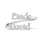 Personalized Double Name Ring | Custom Adjustable Wrap Ring | Stainless Steel Personalized Jewelry Gift for Women and Men