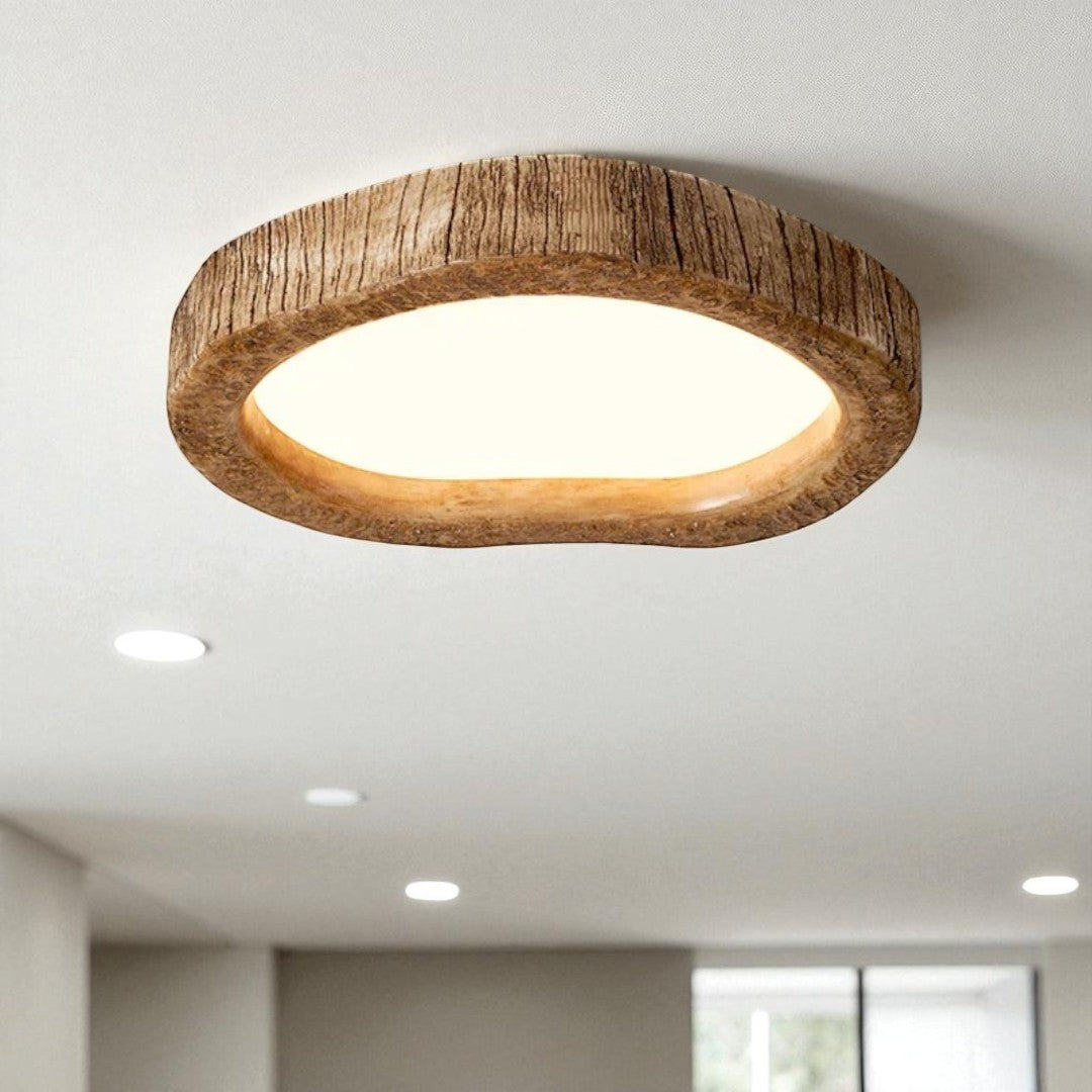 Rustic Wooden Oval Ceiling Light