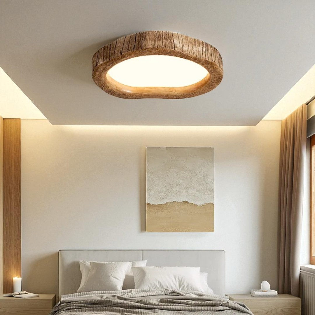 Rustic Wooden Oval Ceiling Light