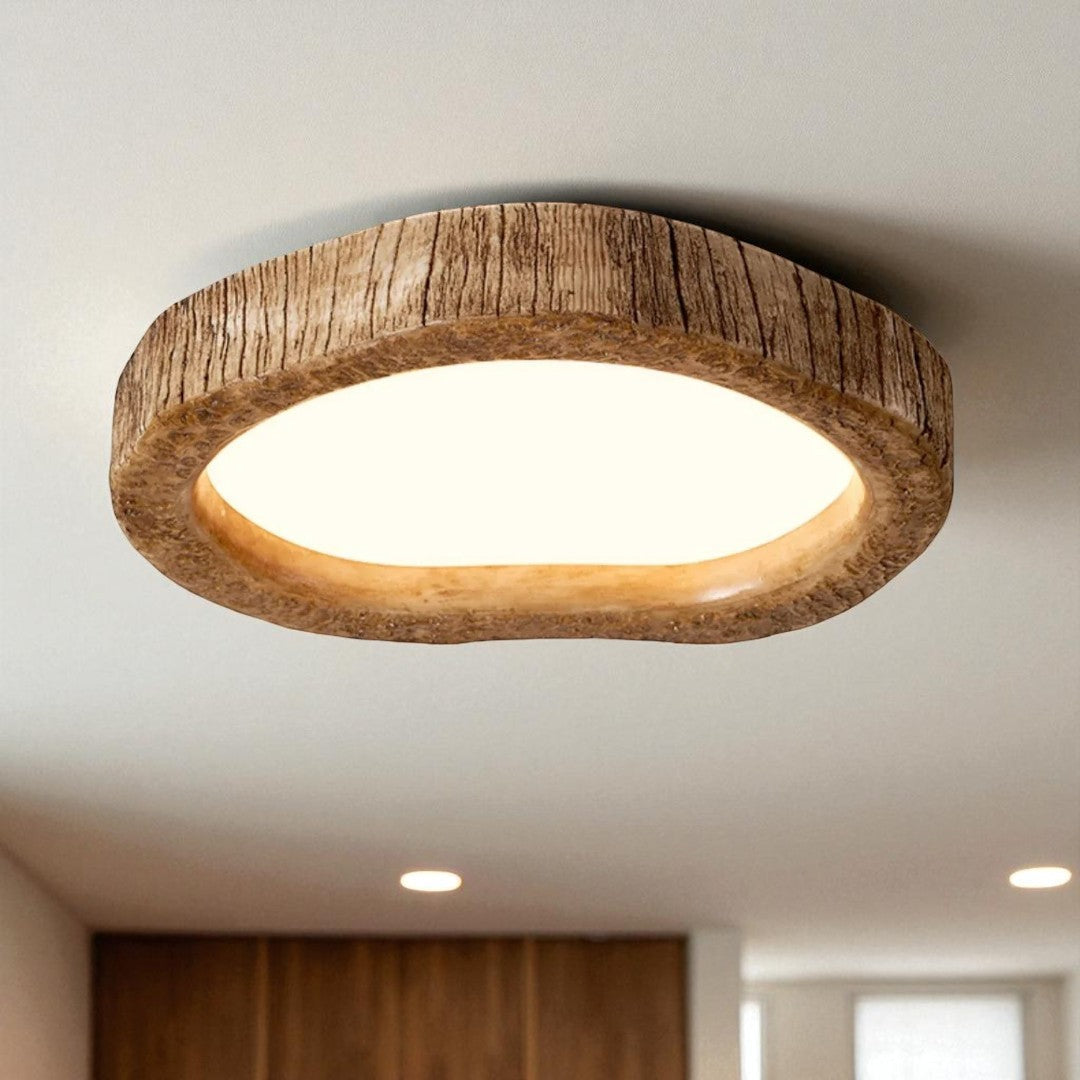 Rustic Wooden Oval Ceiling Light