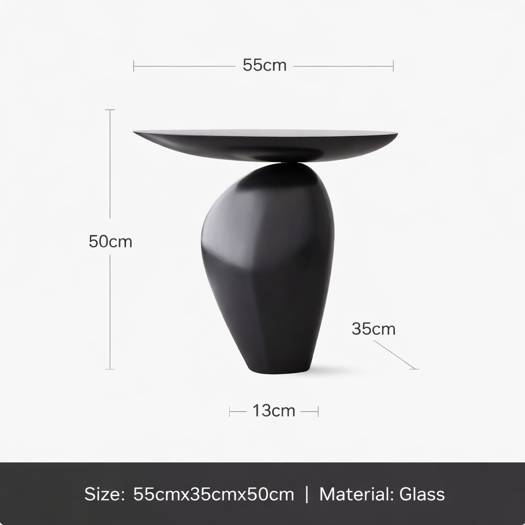 Sculptural Pedestal Side Table Modern Wabi Sabi Accent Table