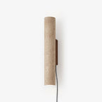 Plug-in Wall Lamp Travertine and Walnut Wood | Natural Mineral Stone Sconce | Easy No-Hardwire Installation for Any Room