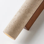 Plug-in Wall Lamp Travertine and Walnut Wood | Natural Mineral Stone Sconce | Easy No-Hardwire Installation for Any Room